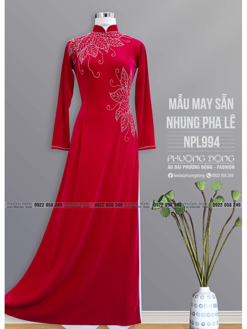 Áo Dài Bà Sui Nhung Đính Đá Pha Lê Cao Cấp NPL994